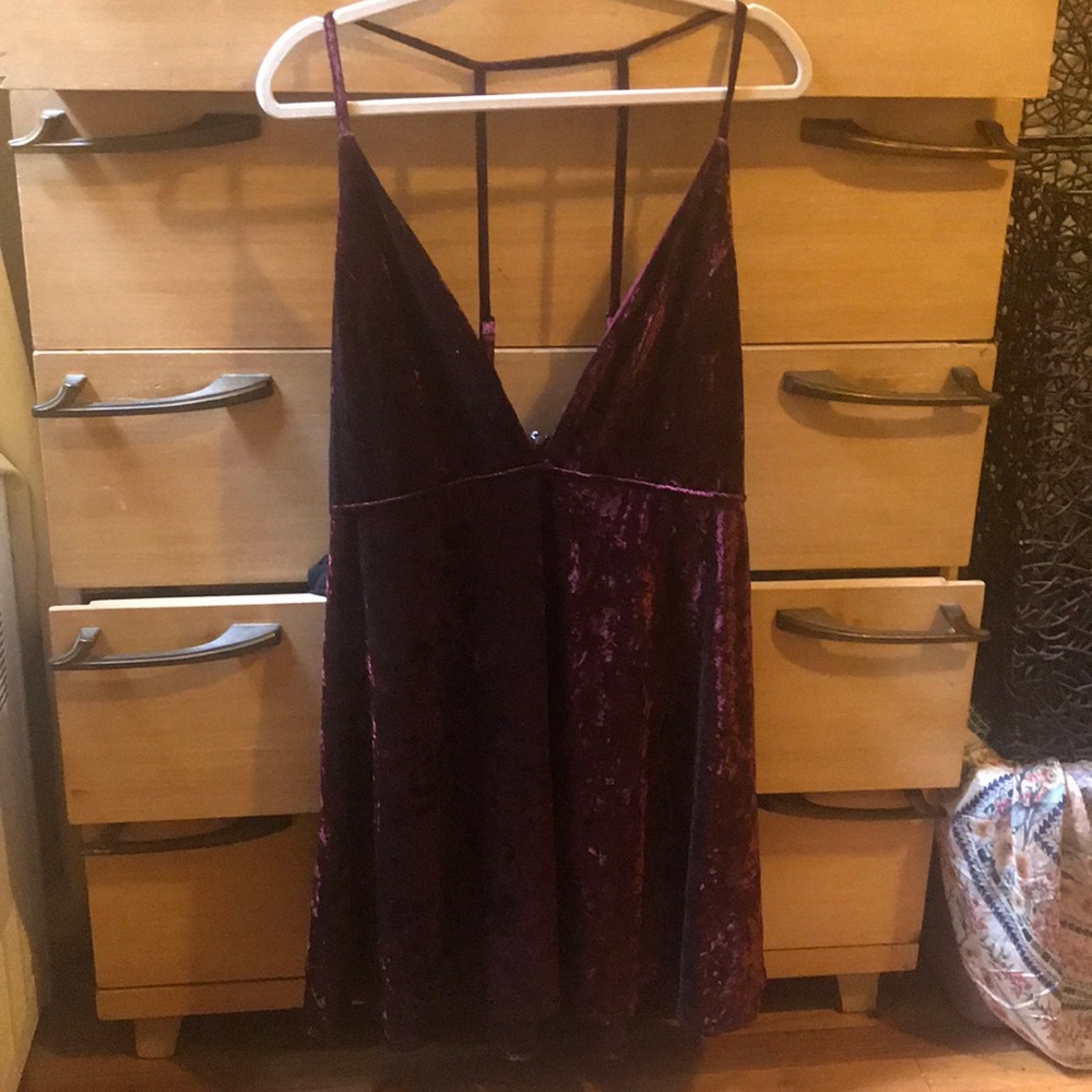 Wine Crushed Velvet F21 Plus Size Cocktail Dress